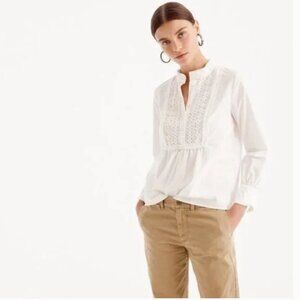 J. Crew Lace Bib Mockneck Long Sleeve Victorian Style Shirt